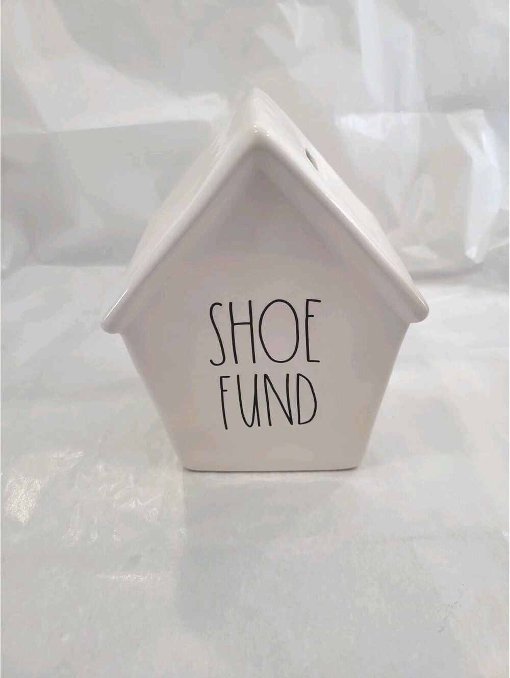 Rae Dunn SHOE FUND Ceramic House Bank. Gag Gift. Fun. Silly. SHOES. Gift Idea!